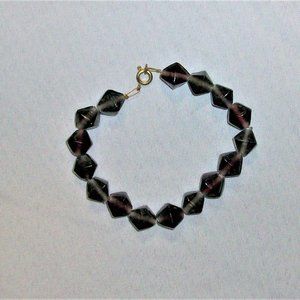 dark purple glass beaded bracelet 8” handmade